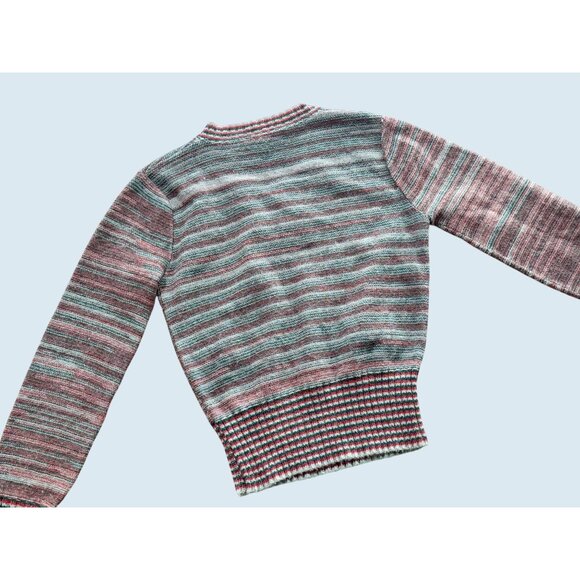 Vintage THE RIGHT TIME 1970s / 1980s V Neck Striped Sweater Sz XS - Picture 6 of 8